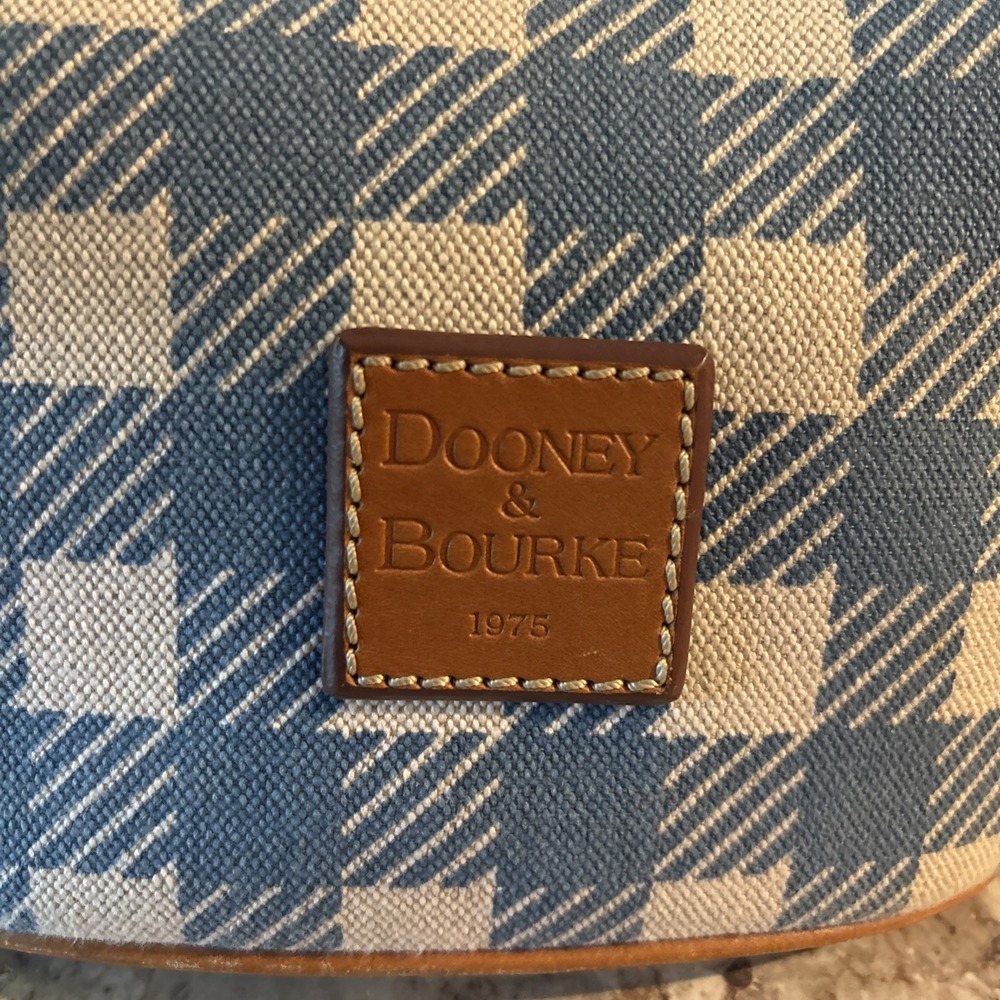 Vintage Y2K DOONEY & BOURKE Houndstooth Checkered Blue White Hobo Bag Purse VGUC - Picture 5 of 16